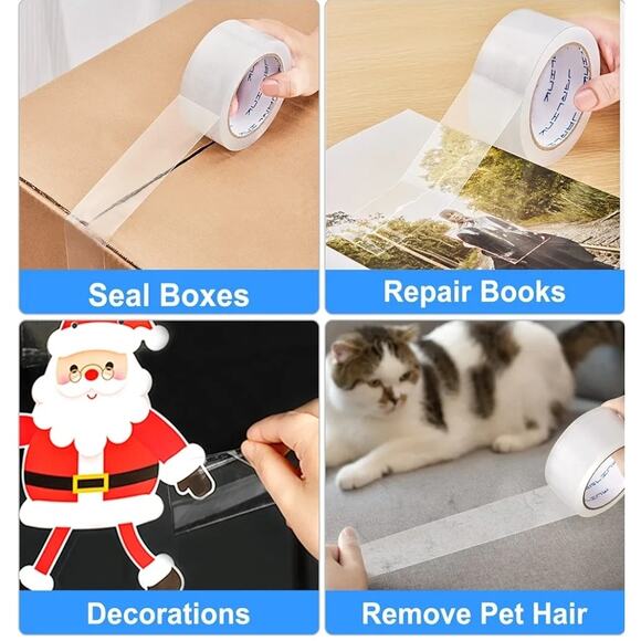 Clear Packing Tape (3 Rolls), Heavy Duty 1.88 inches Wide, 60 Yards Per Roll - Picture 3 of 4